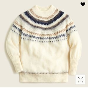 J.Crew SpringFair lsle Yoke Puff-Sleeve Sweater